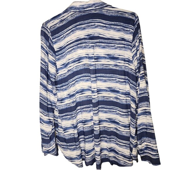 Soft Surroundings Striped Button-Up Long-Sleeve Classic Layering Top Sz. L - Picture 4 of 10